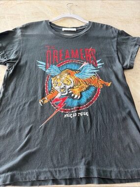 Daydreamer Black Graphic Tee with Flying Tiger and Red Lettering